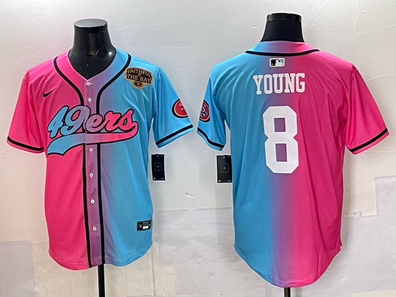 Men 2025 San Francisco 49ers #8 Young Pink Blue pink Nike Limited NFL Jersey 002->san francisco 49ers->NFL Jersey